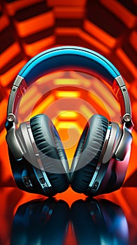 Vibrant beats Headphones on a colored background, perfect music banner