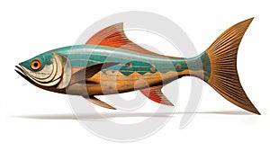 Vibrant Bentwood Fish Sculpture A Fusion Of 19th Century American Art And Egyptian Influences