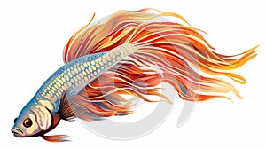 Vibrant Betta Fish Illustration With Detailed Feather Rendering