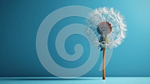 Vibrant Big Dandelion Blooming on Blue Background