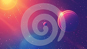 Vibrant Binary Star System with Planets and Cosmic Nebula in Deep Space