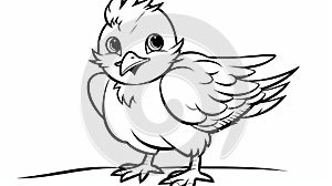 Vibrant Bird Coloring Page: Expressive Cartoon Outline with Bold Lines and Bright Eyes for Creative Fun.