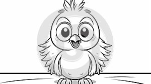 Vibrant Bird Coloring Page: Expressive Cartoon Outline with Bold Lines and Bright Eyes for Creative Fun.