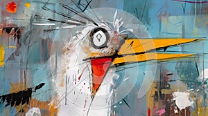 Vibrant Bird Painting: Expressive Abstract Art With A Modern Twist