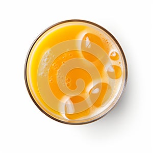 Vibrant Birds-eye-view Orange Juice In Glass With Bubbles