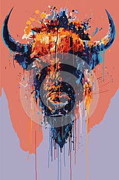 Vibrant Bison Abstract Art