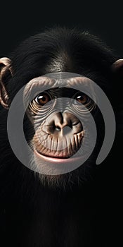 Vibrant Black And Red Chimpanzee Stunning Vray Tracing Studio Portrait