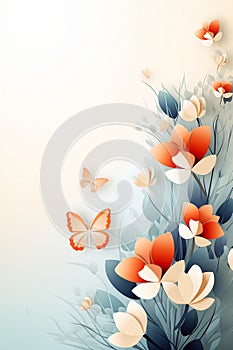 Vibrant Blooms: A Colorful Display of Butterflies on Abstract Bl