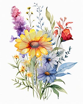 Vibrant Blooms: A Full Listing of Deeply Colored Wild Florals in Centered Illustrations