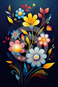 Vibrant Blooms: A Luminous Vector Design for a Springtime Vase