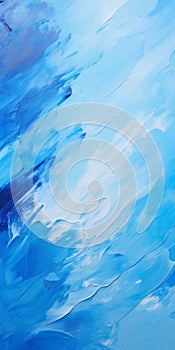 Vibrant Blue Abstract Painting With Energetic Brushstrokes