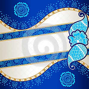 Vibrant blue banner inspired by Indian mehndi