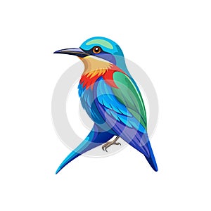 Vibrant Blue-bearded Bee-eater Bird Detailed Illustration