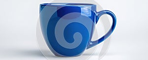 The vibrant blue ceramic mug on a clean background.AI generated image