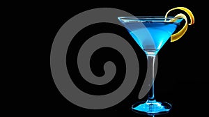 Vibrant Blue Cocktail With Lemon Slice