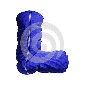 Vibrant Blue 3D Cloth Textured Letter L