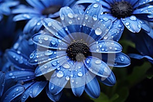 Vibrant Blue daisy blossom. Generate Ai
