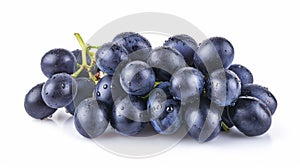 Vibrant Blue Dark Grapes: A Captivating Isolation on a White Canvas -- in a Mesmerizing  Perspec