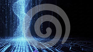 Abstract Digital Data Stream and Circuit Board Background