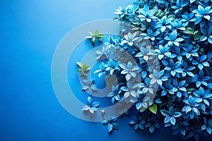 Vibrant blue flowers on a blue surface