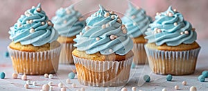 Vibrant Blue Frosted Cupcakes With Sprinkles