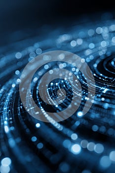 Vibrant Blue Light Rays Creating Dynamic Patterns in a Dark Space.