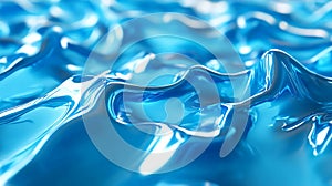 Vibrant blue liquid waves reflecting light in dynamic abstract art