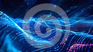 Vibrant blue and pink abstract digital waves representing modern technology.