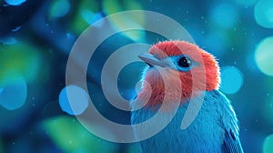 A Vibrant Blue and Red Bird