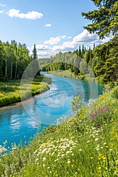 Blue River and Summer Nature