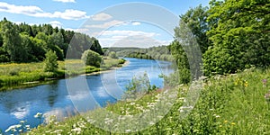 Blue River and Summer Nature