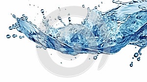 A vibrant blue water splash against a clean white background. Generative ai