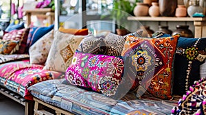 Vibrant Boho Decorative Pillow Array