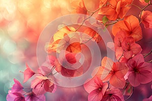 Vibrant bougainvillea blooms with bokeh background