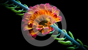 Vibrant bouquet of multi colored daisies, orchids, and gerbera blossoms generated by AI