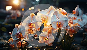 A vibrant bouquet of multi colored orchids brings nature indoors generated by AI