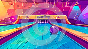 Vibrant bowling alley illustration