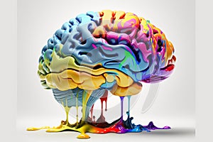 Vibrant Brain made of Colorful smoke representing creativre ideas, inspiration, creativity concept, fresh ideas, positivity. Ai