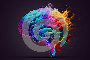 Vibrant Brain made of Colorful smoke representing creativre ideas, inspiration, creativity concept, fresh ideas, positivity. Ai