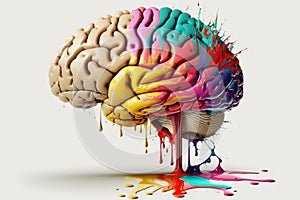 Vibrant Brain made of Colorful smoke representing creativre ideas, inspiration, creativity concept, fresh ideas, positivity. Ai