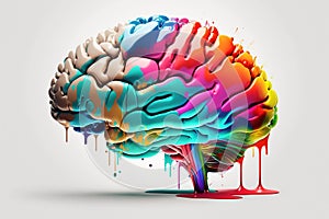 Vibrant Brain made of Colorful smoke representing creativre ideas, inspiration, creativity concept, fresh ideas, positivity. Ai