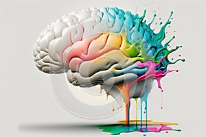 Vibrant Brain made of Colorful smoke representing creativre ideas, inspiration, creativity concept, fresh ideas, positivity. Ai