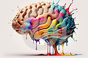 Vibrant Brain made of Colorful smoke representing creativre ideas, inspiration, creativity concept, fresh ideas, positivity. Ai