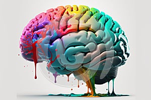 Vibrant Brain made of Colorful smoke representing creativre ideas, inspiration, creativity concept, fresh ideas, positivity. Ai