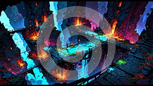 vibrant breathtaking panoramic view of an underworld ai generated