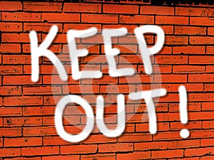 Vibrant brick wall Keep Out wallpaper