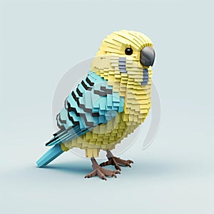 Vibrant 3d 8 Bit Pixel Cartoon Of Budgerigar Full Body photo