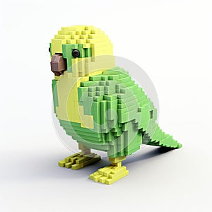 Colorful 3d 8 Bit Pixel Cartoon Budgerigar Full Body photo