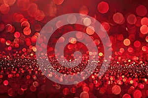An assortment of red glitter is displayed beautifully on a black background