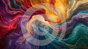 Vibrant bursts of sawdust swirling and interweaving with each other like a colorful tapestry bringing life to an photo